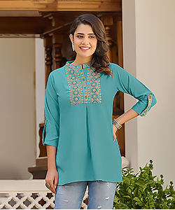 Blue Rayon Casual Kurtis